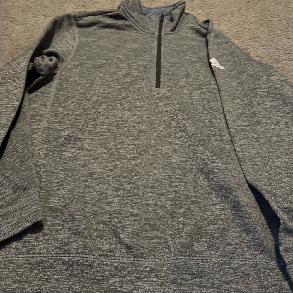 adidas Men's Heather Gray quarter zip Sweater